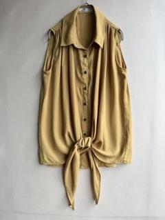 美品　マニックス　レディース　ノースリーブ　ブラウス　前締め　マスタード