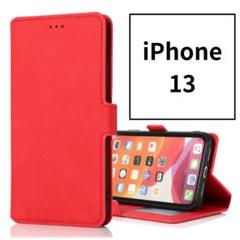 iPhoneケース 13 手帳型 レッド 赤 レザー スマホ 韓国 iPhone