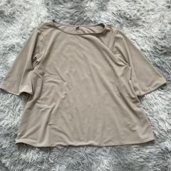 美品✨【UNIQLO】 ベージュ 五分袖 ブラウス (L) 大きいサイズ