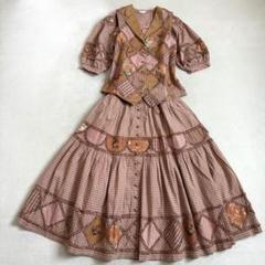 【極美品】PINK HOUSE ワンピース パッチワーク ベスト付き ビンテージ 極美品】PINK HOUSE ワンピース パッチワーク ベスト付き