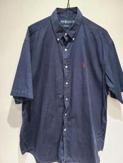 【美品】古着 ポロ ラルフローレン 半袖シャツ ネイビー 100%コットンのサムネイル