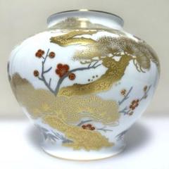 大倉陶園　OKURA 高級　花瓶　正規品　フラワーベース　金彩　花　美品　希少 大倉陶園 金蝕バラ 28cm花生 ( ギフトボックス入り 花瓶