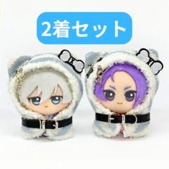 ちびぐるみ ぬい服 ペアルックねこセット ② ✲10～12㎝ぬい服2着セット猫耳パーカー ブルー いつぬい ちび