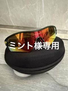 OAKLEY スポーツサングラス ブラックフレーム ミラーレンズ ケース付き