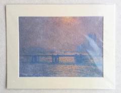 新品　モネ　連作の情景　マット付き額絵(チャリング・クロス橋、テムズ川)のサムネイル