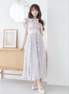 RoséMuse ロゼミューズ chiffon pleated dressドレス ribbon pattern pleated dress – BUNNY APARTMENT