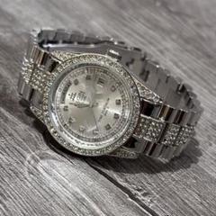 箱入りエルジンELGIN プラチナ999.5クリスタル時計 ☆電池交換