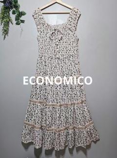 【ECONOMICO 】マキシワンピースM～Lハート柄リゾートオフショルダーにも
