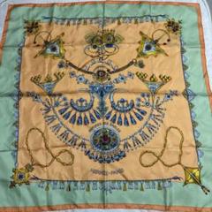 美品】エルメス カレ90 スカーフ PARURES DES SABLES 橙色