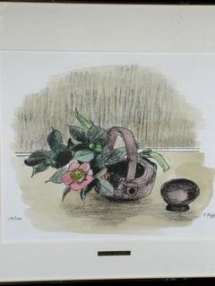 (二科会)香川猛リトグラフ寒椿19/100 二科会員T. Kogawa 香川猛寒椿19/100 リトグラフ➕手彩色 - メルカリ