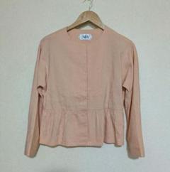 【美品】FRAMeWORK ノーカラージャケット リネン ベージュ 38 日本製 Sov. ジャケット ノーカラージャケット リネンノーカラー