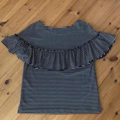 KUMIKYOKU バックフリルボーダーTシャツ カットソー S2、小さいサイズ