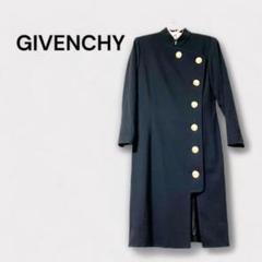 GIVENCHY ロングコート黒斜め掛けボタン金