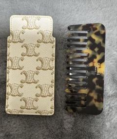 CELINE コーム SMALL HAIR COMB IN TRIOMPHE CANVAS - WHITE | CELINE