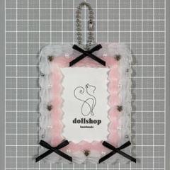 トレカケース ホイップデコ ピンク キーホルダー リボン パール ハート