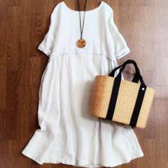 美品✨ネストローブ nest Robe リネン100％ロングワンピース グレー