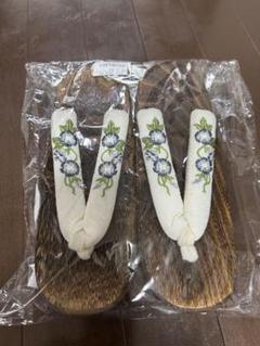 【新品・未使用】utatane 青い花刺繍の木製草履