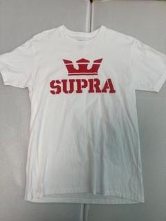 SUPRA Tシャツ　ロゴ赤　ホワイト
