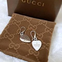 GUCCI◎ハート プレート フック ピアス 両耳 箱・巾着付き