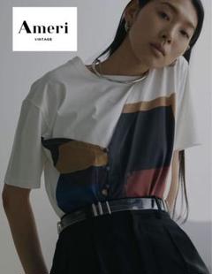 アメリヴィンテージ　半袖Tシャツ ブラウン/ブルー 2025年最新】Ameri VINTAGE レディース 半袖(Tシャツ) Tシャツ