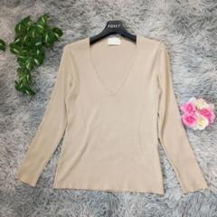 【NATURAL BEAUTY】 Vネックニット M ベージュ トップス 長袖