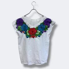 3点¥10,000 ビンテージ 古着 卸 レトロ 80's 花柄チュニックシャツ