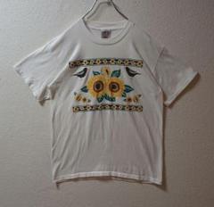 90'sヒマワリTシャツ ボタニカル 植物 アート ONITA