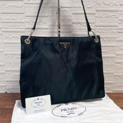 良品 プラダ ナイロン 三角プレートロゴ ワンショルダー バッグ ネイビー