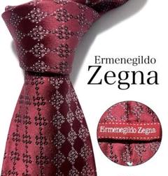 Ermenegildo Zegna ネクタイ ボルドー セッテピエゲ 総柄 光沢