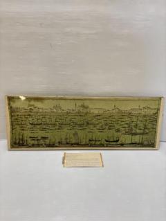 ベネチア風景画　K. Ziorch 港の風景 ガラス入り木製額縁付き水彩画　絵画 ベネチア風景画 K. Ziorch 港の風景 ガラス入り木製額縁付き
