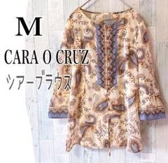 キャラオクルス【美品】シアーブラウス　長袖ブラウス　エスニック　Mサイズ　夏服