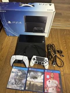 PS4 500GB ジェットブラック コントローラー2つ、ソフト3つ付き