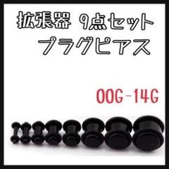 拡張器 プラグピアス 9点セット 黒