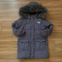 120ノースフェイス子供キッズチャコールグレー灰色ダウンジャケットパーカファー付