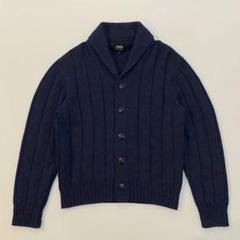 RATS ウールニットリブ編み ショールカラーカーディガン 日本製 ネイビー L RATS ウールニットリブ編み ショールカラーカーディガン 日本製