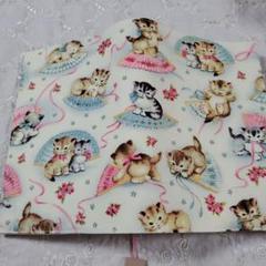 ブックカバー四六判サイズ◇子猫と扇◇USAコットン