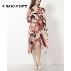 美品　RINASCIMENTO　幾何柄カシュクールワンピース　イタリア製　長袖