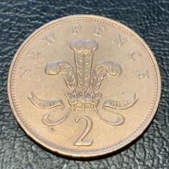 1971年 エリザベス2世 2ペンス硬貨 1ドル 大型 銅ニッケル 硬貨 38.7mm エリザベス2世 紋章盾 1967