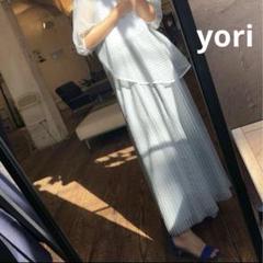 新品タグ付き yori ギンガムオーガンジープリーツスカート ライトグレー 36 新品タグ付き yori ギンガムオーガンジープリーツスカート