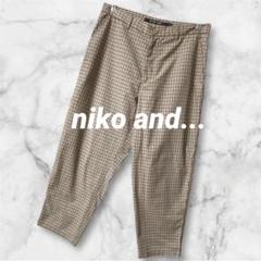 Ld502＊ニコアンド カジュアルパンツ 薄手 チェック柄 春夏 Lサイズ
