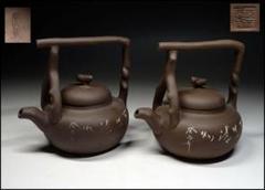12月スーパーSALE 15%OFF】 T05613 急須一対:真作 木米 - 急須、土瓶 アウトレット価格 T05613 木米 急須一対:真作 陶芸