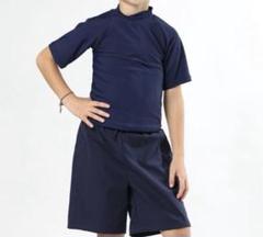 キッズ　水着 半袖ラッシュガードトップス+ハーフパンツ 上下2点セット