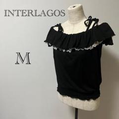 未使用✨INTERLAGOS レディース　ブラウス　 リボン　ブラック　半袖