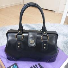 ANNA SUI アナスイ 2WAYバッグ 美品 ブラック レザー がま口
