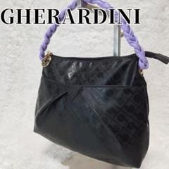 GHERARDINI ブラック ソフティハンドバッグ　総柄　ツイストハンドル
