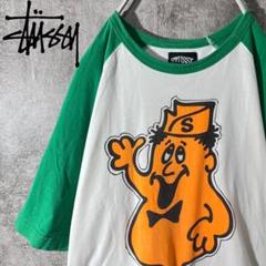 [大人気]　ステューシー　七分Tシャツ　90s　銀タグ　プリント◎　存在感◎