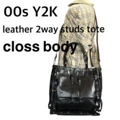 00s leather 2way tote bag BK closs body