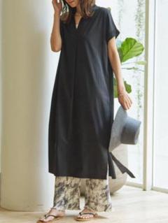 abahouse mavie 接触冷感 シルケット 天竺 スキッパー ワンピース