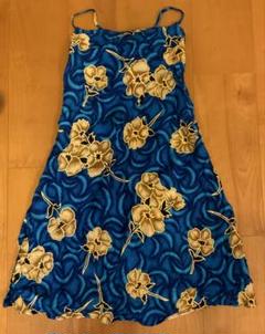 レディース　リゾートワンピース　M ブルー　花柄
