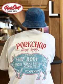 L　PORKCHOP PORK BACK TEE　木村拓哉　WHITE PORKCHOP GARAGE SUPPLY - PORK BACK TEE (WHITE) / ポーク